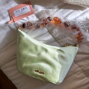Cult Gaia green satin purse